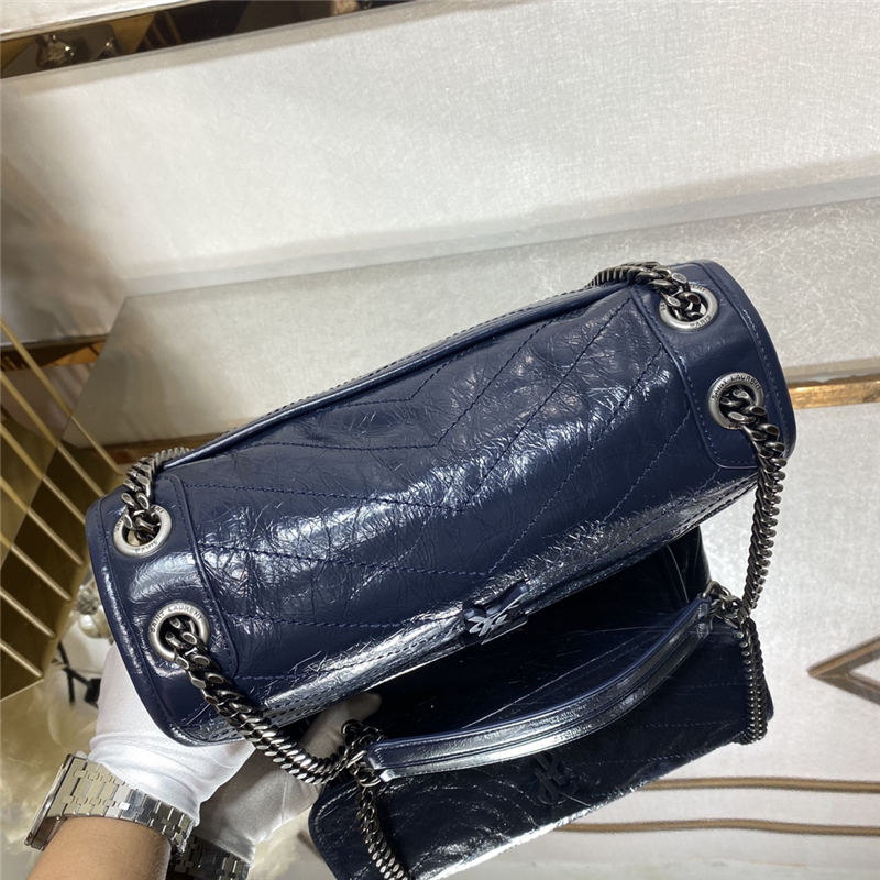 NIKI MEDIUM IN CRINKLED VINTAGE LEATHER Navy High