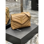 LOULOU SMALL IN MATELASSÉ “Y” LEATHER Gold-Tone Caramel High