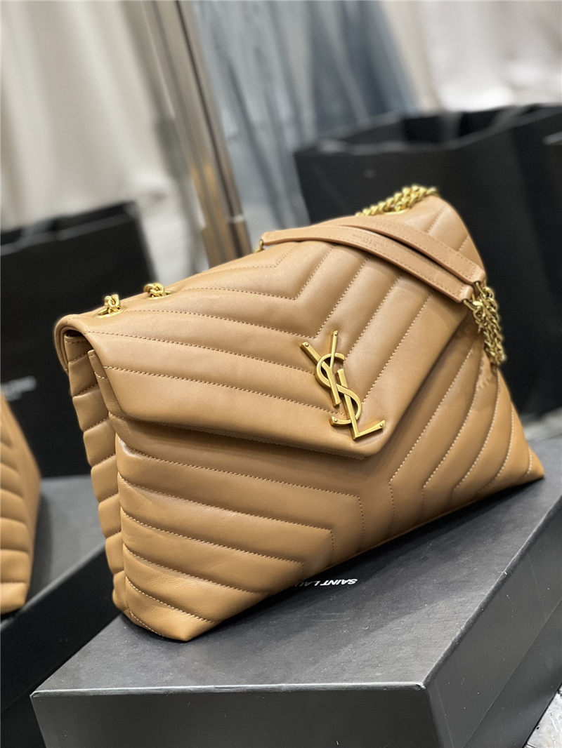 LOULOU MEDIUM IN MATELASSÉ “Y” LEATHER Gold-Tone Caramel High