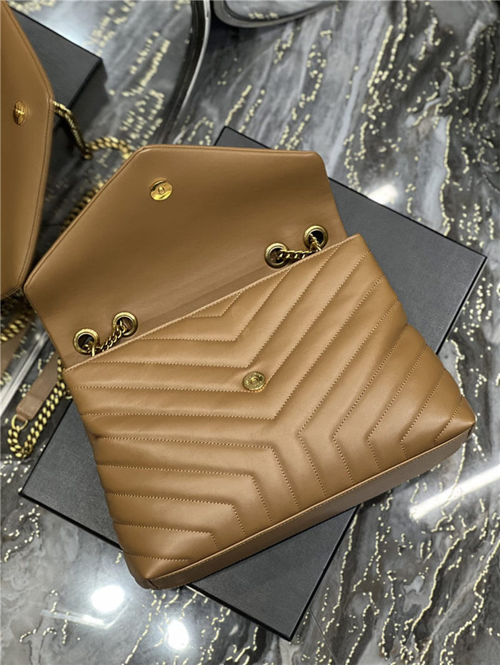 LOULOU MEDIUM IN MATELASSÉ “Y” LEATHER Gold-Tone Caramel High