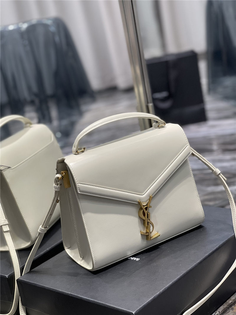 CASSANDRA MEDIUM TOP HANDLE BAG IN SMOOTH LEATHER White High