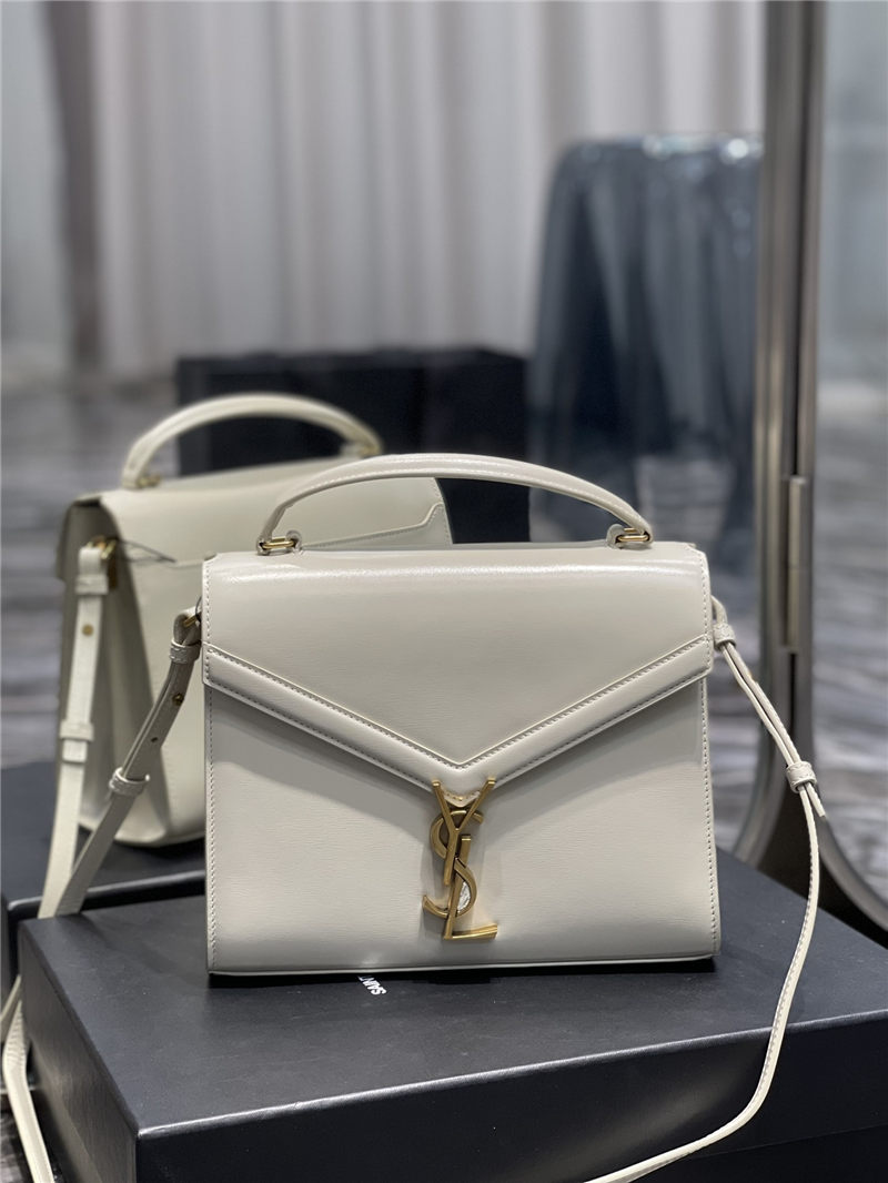 CASSANDRA MEDIUM TOP HANDLE BAG IN SMOOTH LEATHER White High