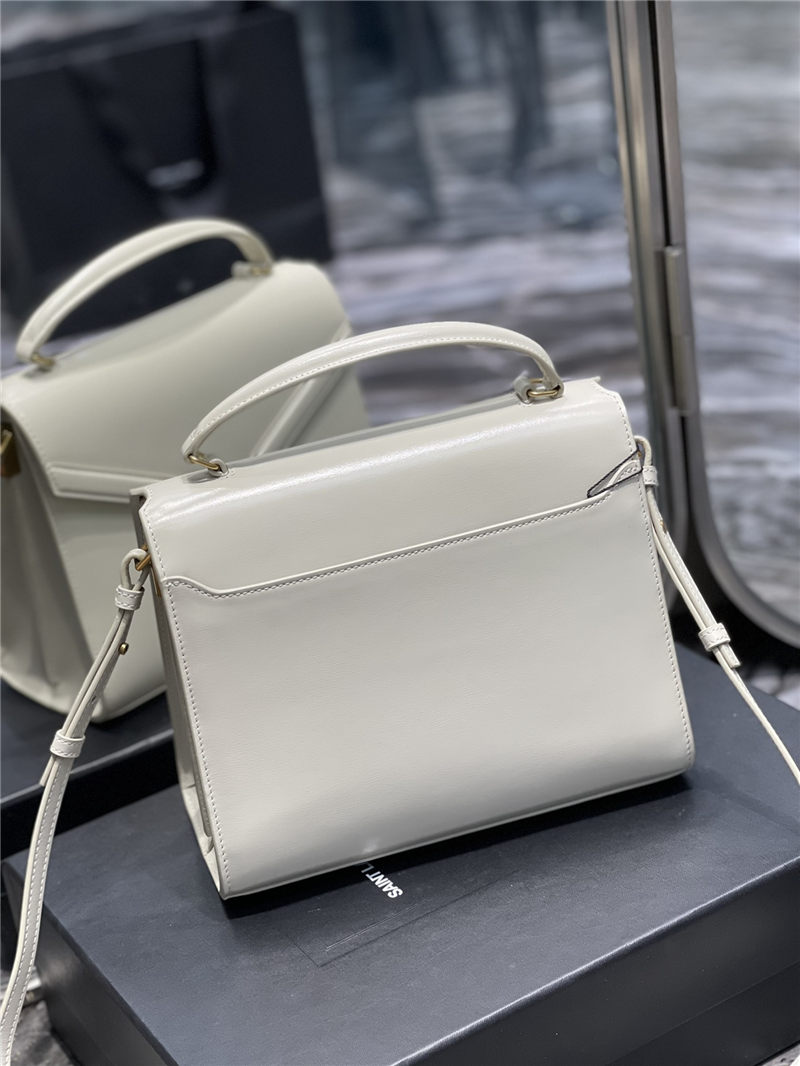 CASSANDRA MEDIUM TOP HANDLE BAG IN SMOOTH LEATHER White High