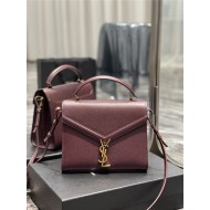 CASSANDRA MEDIUM TOP HANDLE BAG IN GRAIN DE POUDRE EMBOSSED LEATHER Wine High