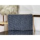 MONOGRAM DOCUMENT HOLDER IN MATELASSÉ DENIM GOLD-TONED METAL High