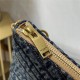 MONOGRAM A5 POUCH IN MATELASSÉ DENIM GOLD-TONED METAL High