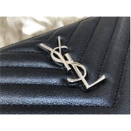 MONOGRAM A5 POUCH IN MATELASSÉ LEATHER SILVER-TONED METAL High