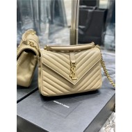 COLLEGE MEDIUM CHAIN BAG IN QUILTED LEATHER Beige High