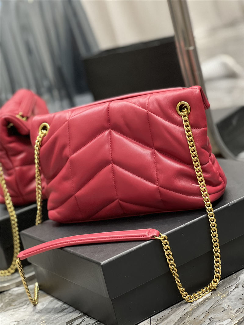 LOULOU PUFFER SMALL BAG IN QUILTED LAMBSKIN Gold-Tone Red High