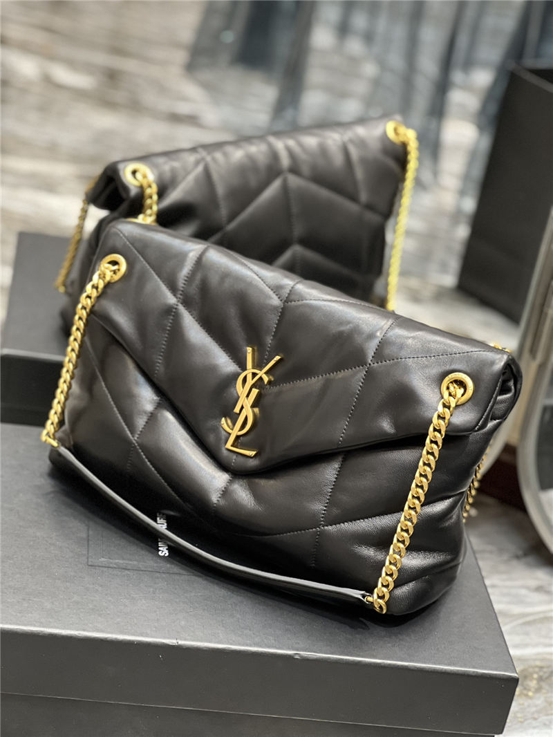 LOULOU PUFFER MEDIUM BAG IN QUILTED LAMBSKIN Gold-Tone Black High