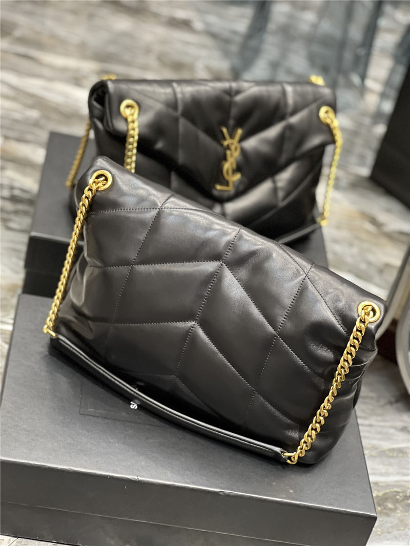 LOULOU PUFFER MEDIUM BAG IN QUILTED LAMBSKIN Gold-Tone Black High