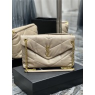 LOULOU PUFFER MEDIUM BAG IN QUILTED LAMBSKIN Gold-Tone Beige High