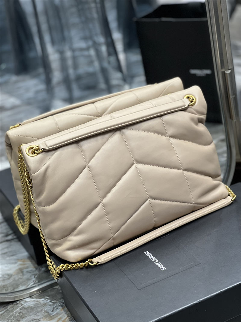 LOULOU PUFFER MEDIUM BAG IN QUILTED LAMBSKIN Gold-Tone Beige High