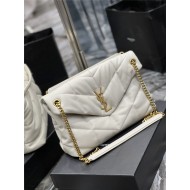 LOULOU PUFFER MEDIUM BAG IN QUILTED LAMBSKIN Gold-Tone White High