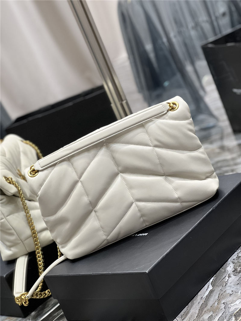 LOULOU PUFFER MEDIUM BAG IN QUILTED LAMBSKIN Gold-Tone White High