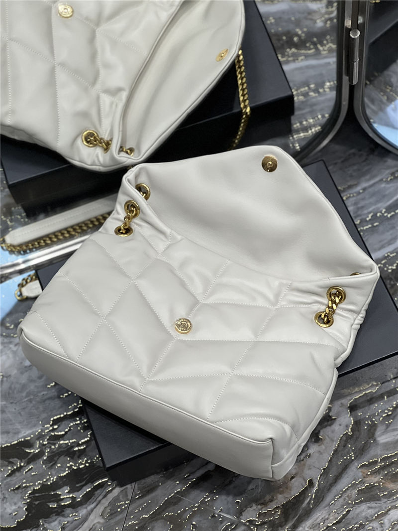 LOULOU PUFFER MEDIUM BAG IN QUILTED LAMBSKIN Gold-Tone White High