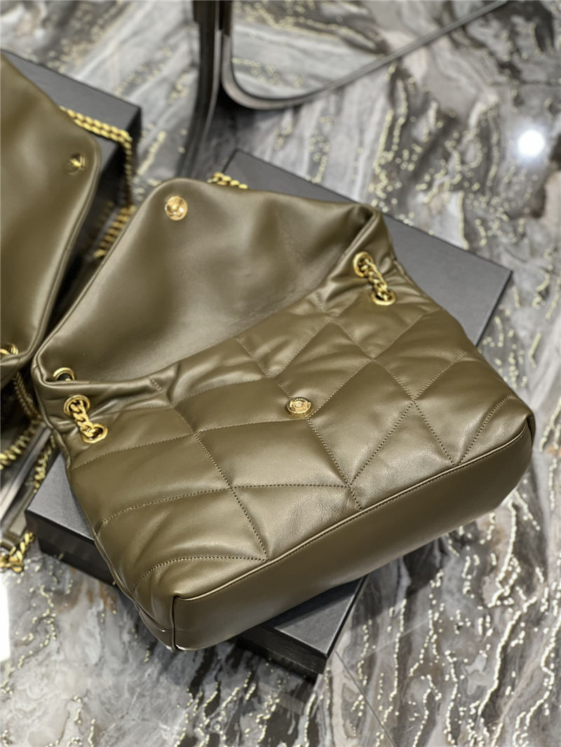 LOULOU PUFFER MEDIUM BAG IN QUILTED LAMBSKIN Gold-Tone Green High