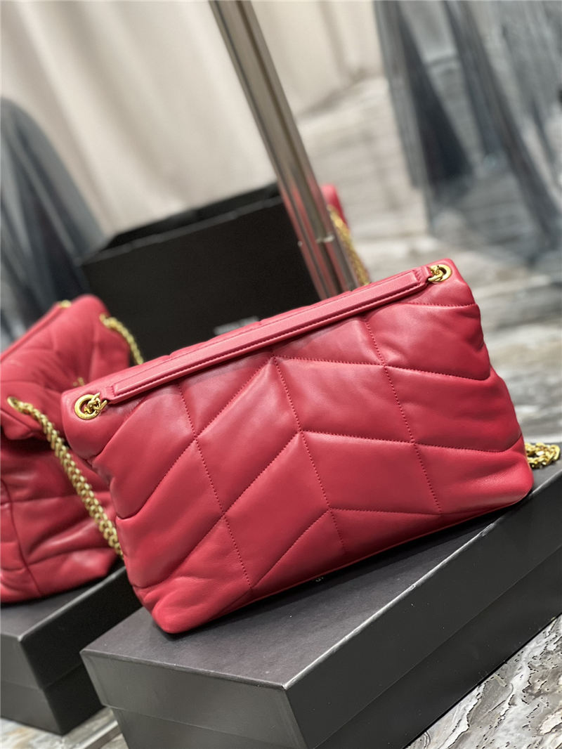 LOULOU PUFFER MEDIUM BAG IN QUILTED LAMBSKIN Gold-Tone Red High