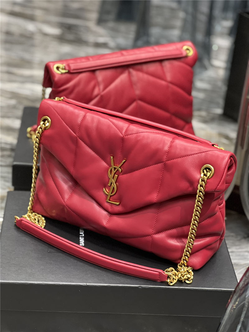 LOULOU PUFFER MEDIUM BAG IN QUILTED LAMBSKIN Gold-Tone Red High