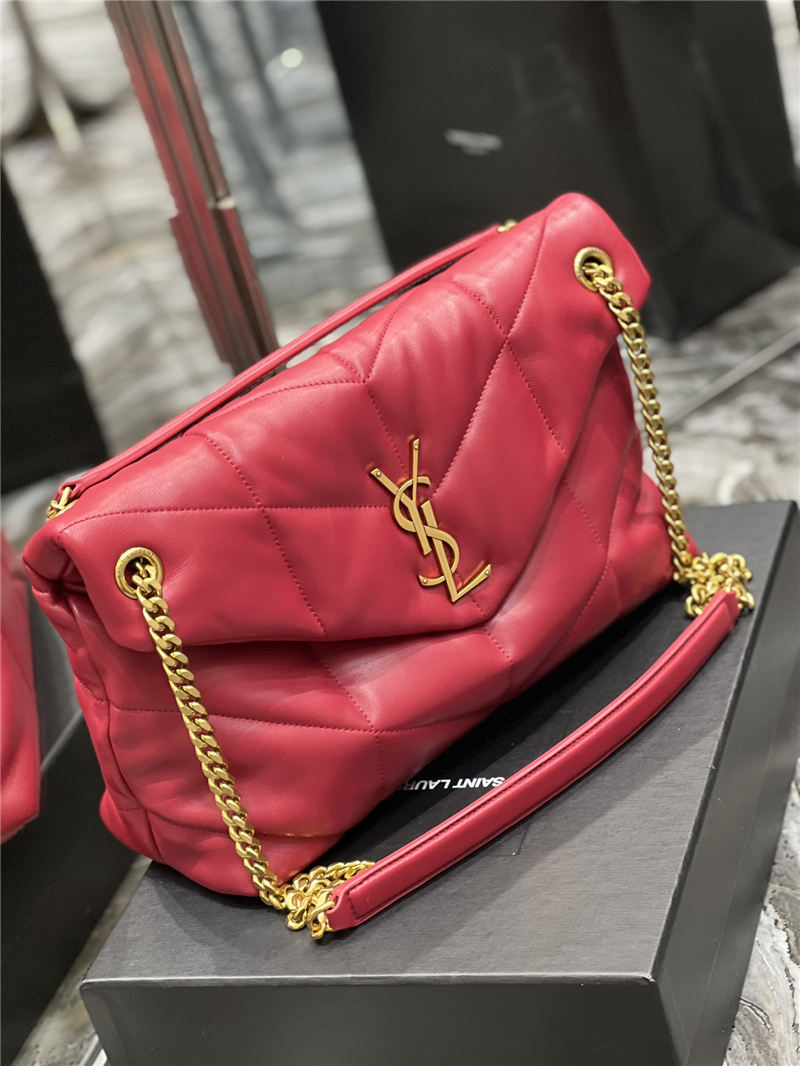 LOULOU PUFFER MEDIUM BAG IN QUILTED LAMBSKIN Gold-Tone Red High