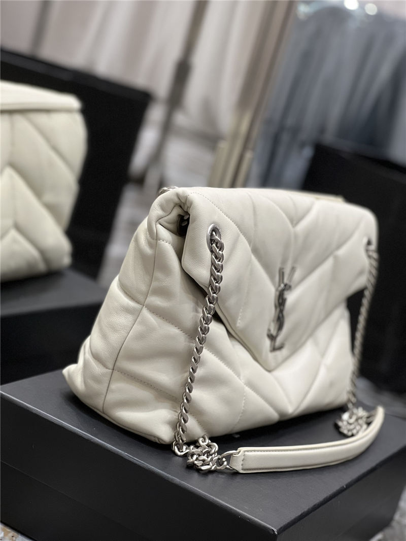 LOULOU PUFFER MEDIUM BAG IN QUILTED LAMBSKIN Silver-Tone White High