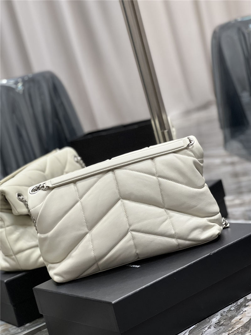 LOULOU PUFFER MEDIUM BAG IN QUILTED LAMBSKIN Silver-Tone White High