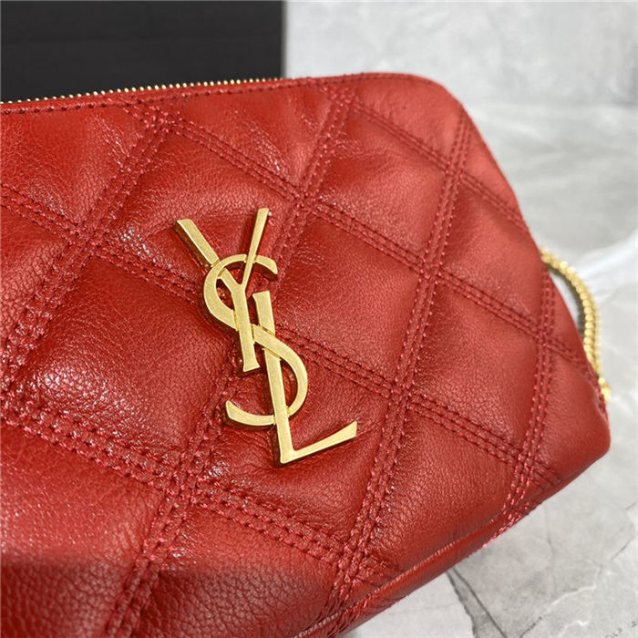 BECKY DOUBLE-ZIP POUCH IN QUILTED LEATHER Red High