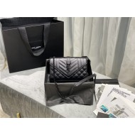 ENVELOPE SMALL BAG IN MIX MATELASSÉ GRAIN DE POUDRE EMBOSSED LEATHER Black-Black High