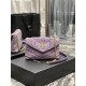 LOULOU PUFFER MINI BAG IN QUILTED DENIM AND SMOOTH LEATHER Lilac High