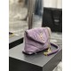 LOULOU PUFFER MINI BAG IN QUILTED DENIM AND SMOOTH LEATHER Lilac High