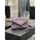 LOULOU PUFFER MINI BAG IN QUILTED DENIM AND SMOOTH LEATHER Lilac High