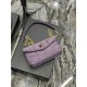 LOULOU PUFFER MINI BAG IN QUILTED DENIM AND SMOOTH LEATHER Lilac High