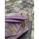 LOULOU PUFFER SMALL BAG IN QUILTED DENIM AND SMOOTH LEATHER Lilac High