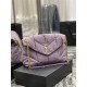 LOULOU PUFFER MEDIUM BAG IN QUILTED DENIM AND SMOOTH LEATHER Lilac High