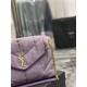 LOULOU PUFFER MEDIUM BAG IN QUILTED DENIM AND SMOOTH LEATHER Lilac High