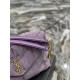 LOULOU PUFFER MEDIUM BAG IN QUILTED DENIM AND SMOOTH LEATHER Lilac High