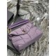 LOULOU PUFFER MEDIUM BAG IN QUILTED DENIM AND SMOOTH LEATHER Lilac High